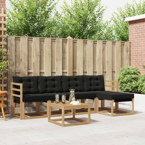 vidaXL Outdoor-Sofagarnitur 6 Stk. Weiß und Schwarz (1/5)