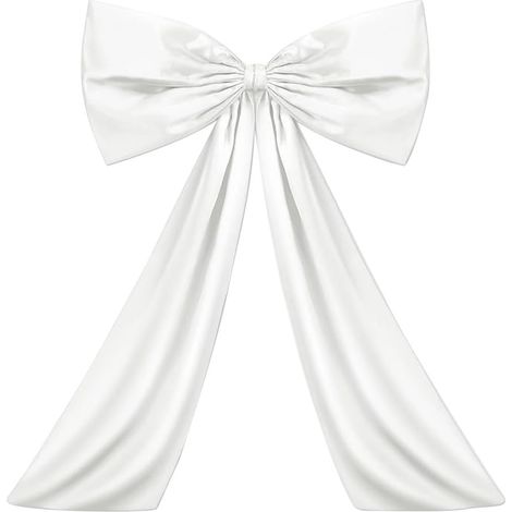 Nœud Décoratif - Ruban en Polyester Blanc - 105 x 6,5 x 5 cm - Pour Arbre de Noël Fête Mariage Anniversaire - 1 Pièce (1/5)