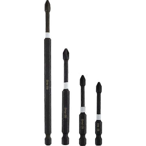 Magnetischer Phillips PH2 Metallschraubendreher-Bit-Satz, 4-teilig, 65 mm lang, aus robustem Stahl, geeignet für verschiedene Anwendungen.