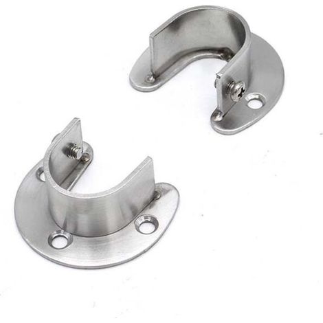 Support de tringle à rideaux argenté, douilles en forme de U, tringle à vêtements (1/5)