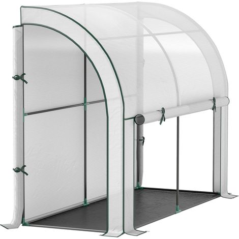 Invernadero de jardín con puerta enrollable, estructura de acero, 200 x 80 x 157 cm, blanco (1/5)