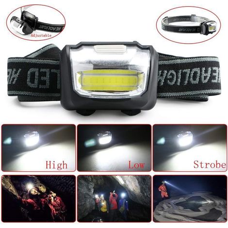 TRADE SHOP - Torcia Frontale Cob Da 3w 110lmn A Led Per Trekking Sport Lavoro Ricaricabile - (1/3)
