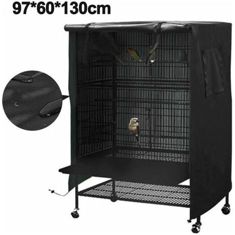 Funda para jaula, impermeable, de poliéster, opaca, con ventana lateral, para loros y uso nocturno. (1/5)