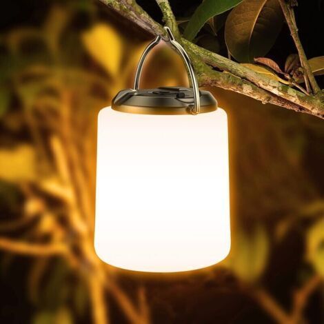 Linterna de camping recargable, lámpara LED recargable para camping - Luz blanca cálida de 3000 K, brillo ajustable con 3 modos, más de 10 horas de duración de la batería, lámpara de tienda de campaña