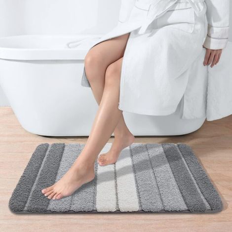 Tapis de Bain Antiderapant,Extra Doux Tapis Salle Bain,Lavable en Machine,Absorbant l'eau,50 x 80 cm,Gris