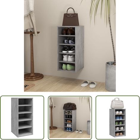 The Living Store Schuhschrank Betongrau 31,5x35x70 cm Holzwerkstoff - Schuhschrank - Holzwerkstoff - Schuhregal - Garderobe - Aufbewahrung (1/5)