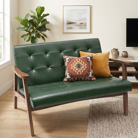 Fauteuil double confortable – 2 places style moderne en simili cuir PU – Charge jusqu’à 240 kg – Vert Royal (1/5)