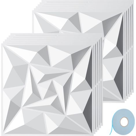 Wolketon Paneles murales 3D blancos en espiral 30×30 cm autoadhesivos – Decoración moderna (1/4)