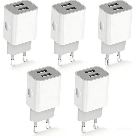 5 articles : chargeur USB, adaptateur secteur USB 5V 2A, adaptateur de prise 10W, prise de charge USBA, prise de charge pour télépho (1/5)
