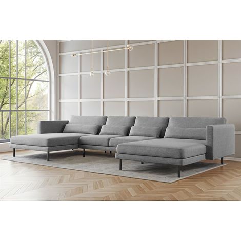 Wohnlandschaft U-Form Sofa AGADA in Stoff Verita Hellgrau (1/2)