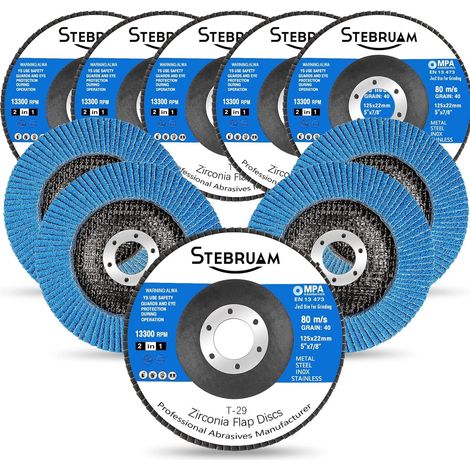 10 Pack Disques à lamelles 125mm,Grain 40-120 Disque de ponçage Disques à Rabat de INOX Acier Fer Disques Abrasifs pour Meuleuse (1/5)