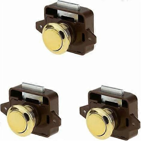 Lot de loquets à bouton-poussoir pour tiroirs, placards et portes de meubles, camping-cars et bateaux - Or (1/5)