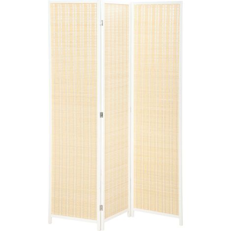 Paravent en bois 3 panneaux blanc séparateur pliant 135 x 180 cm