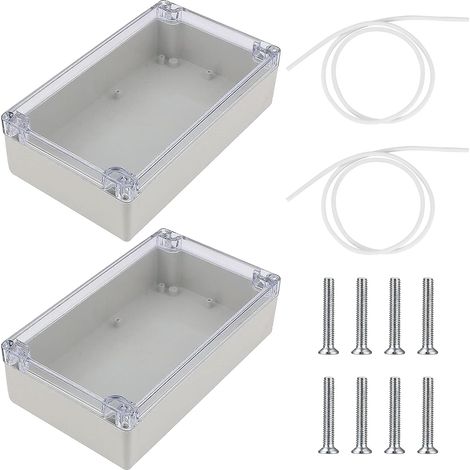 Lot de 2 boîtes de dérivation ABS - Boîtier électronique IP65 étanche - Boîtier vide en plastique avec couvercle transparent - Boîte de raccordement et boîte de dérivation - Pour intérieur et (1/5)