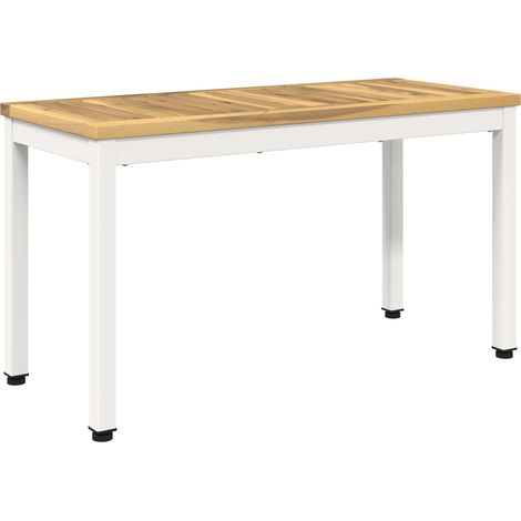 Garden Bench 80.5 x 35 x 45 cm Solid Acacia Wood White vidaXL (1/5)