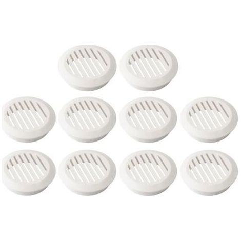 10 - Grille De Ventilation - Bouche D'aération - Plastique Rond Pour Mur Et Plafond - Protection Menuiserie - Blanc - 6x6cm (1/3)
