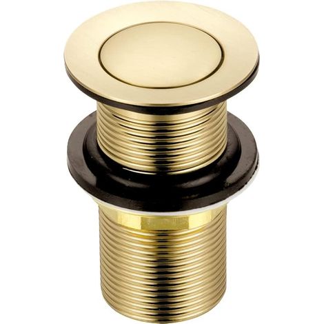 Bonde à clic clic-clac sans fente dorée brossée  Bouchon de lavabo de rechange en laiton  Raccord standard G 3,8 cm BSP  1 pièce