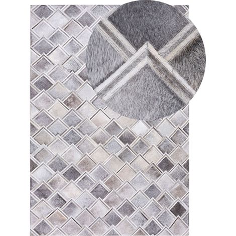 Teppich AGACLI Grau 140 x 200 cm Echtleder (1/5)