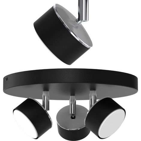 PLAFONNIER NOIR CHROME MOBILE LED GX53 LAMPE POLONAISE (1/4)