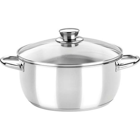 Marmite Optima acier inoxydable 18/10 avec couvercle en verre trempé 16 cm