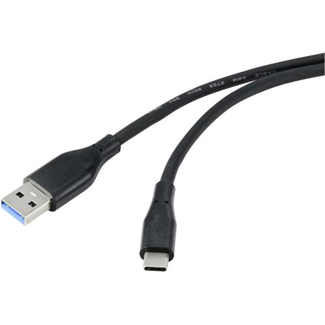 Trywise Câble USB USB 3.2 Gen1 (USB 3.0) USB-A mâle, USB-C® mâle 1.00 m noir gaine en PVC, très flexible RF-4995172 W043682 (1/4)