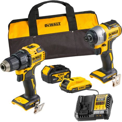 Kit 2 Utensili Trapano Avvitatore DCD708 + Avvitatore a percussione DCF787 + 2 batterie (2Ah e 4Ah) + Caricabatterie + Borsa - DEWALT - DCK2078MDR-QW (1/6)