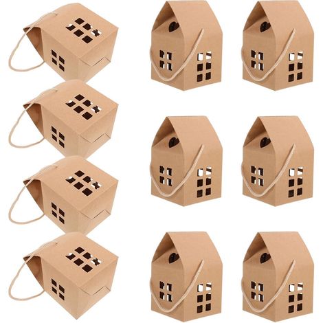 50 Boîtes en Carton Kraft de Petite Maison 50 Pièces Emballage Présent pour Bonbons Biscuits et Dragées pour Mariage Fêtes et Présents d'Invités (1/5)