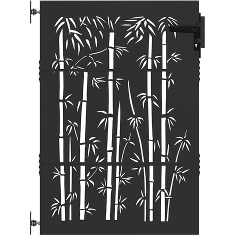 Porte de Jardin Noir 85 x 150 cm Acier peint par poudre (1/5)