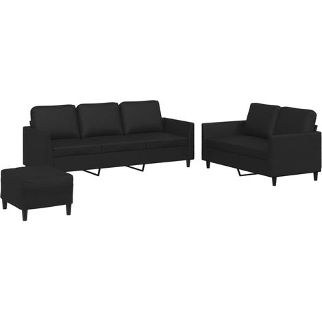 Maison Exclusive - Set di Divani 3 pz con Cuscini Nero in Similpelle