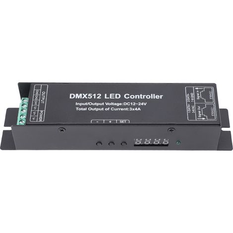 Ortviai Décodeur DMX512 à tension constante 3 canaux 12-24 V pour bandes LED et éclairage scénique