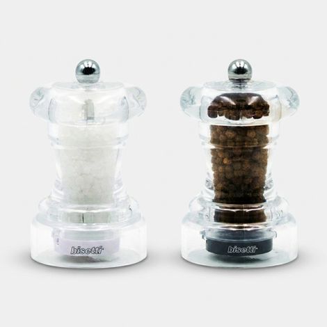 Bisetti Manuelles Salz- und Pfeffermühlenset, transparent, 10 cm (1/2)