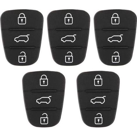 Clé de voiture, remplacement du bouton de clé de voiture, 5 pièces de coque de clé en caoutchouc 3 boutons pour Hyundai, pour Kia (sans lettre) (1/3)