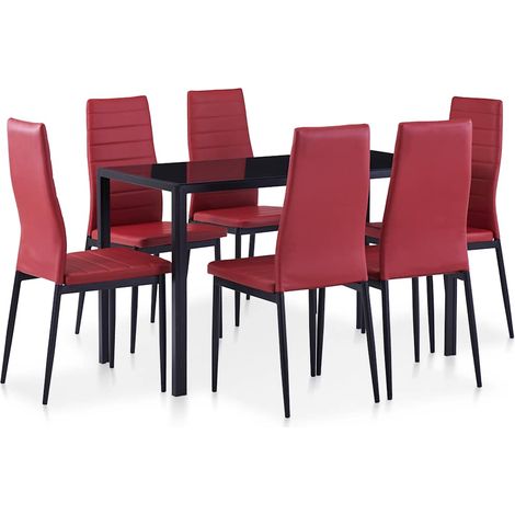 Ensemble Table + 6 chaises - Table à manger avec Chaises Rouge bordeaux BV579404 - BonneVie (1/5)