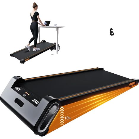 Tapis de course sous le bureau, design pliable, fonction d'inclinaison automatique, noir (1/2)