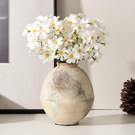 Vase à fleurs rustique en céramique de 15,7 cm, mignon bohème pour décoration d'intérieur, vase en terre cuite de ferme pour salon, table, étagère, décoration de cheminée, ferme, marron naturel (1/5)
