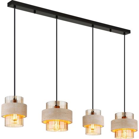Lampe suspendue à 4 lumières Daren noir avec marbre - 16090-4H (1/4)
