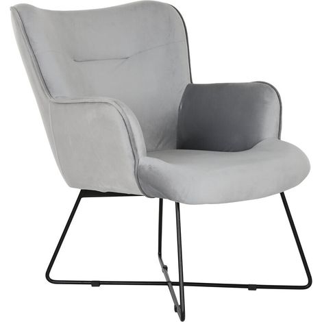 Butaca Poliester Metal 67X81X87 Terciopelo Gris MB206618 (1/5)