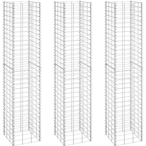 Lits surélevés en gabions 3 pcs 30x30x150 cm Fer (1/5)