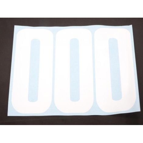 Autocollant 3 trois stickers PXP blanc numero course pour moto 0