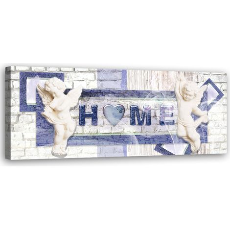 Tableau sur toile Lettre Home bleue 90x30 (1/5)
