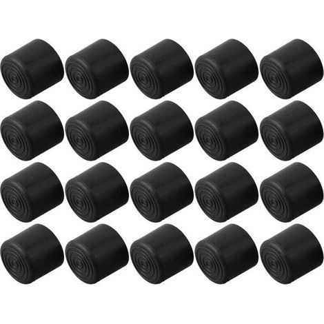 Lot de 20 patins en caoutchouc pour pieds de table, protègent des rayures, en PVC noir (22 mm) (1/4)