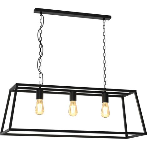 Lampada a sospensione industriale Frame nera 3xE27 Luminex