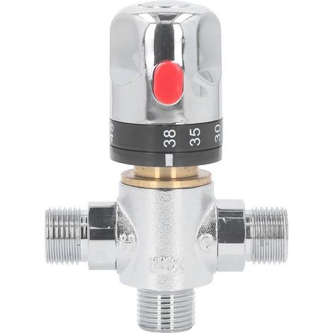 Thermostatisches Mischventil G1/2 Zoll DN15, Messing-Außengewinde, Warm- und Kaltwasser-Temperaturregler (1/5)