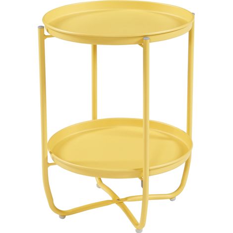 Tavolino da caffè consolle laterale con ripiani in acciaio estraibili 58 x 40 cm giallo 030010767