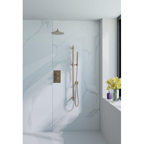 FugaFlow Eccelente Acces Ensemble de douche pluie encastré - thermostatique - bras mural - barre coulissante - pomme de tête 25cm - douchette à main