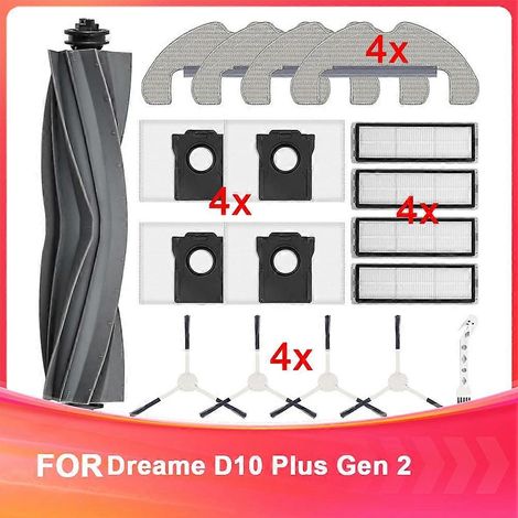 Accessoire Kit pour Dreame D10 Plus Gen 2 – Includes Main Brosse – Dust Bags – Wipes HEPA Filtres – and Side Brosses (1/5)