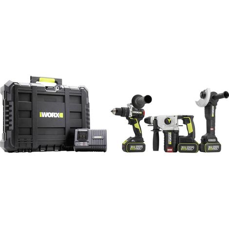 Marteau perforateur sans fil , Meuleuse d'angle sans fil, Perceuse à percussion sans fil Worx Professional WU928 20 V 5 (1/4)