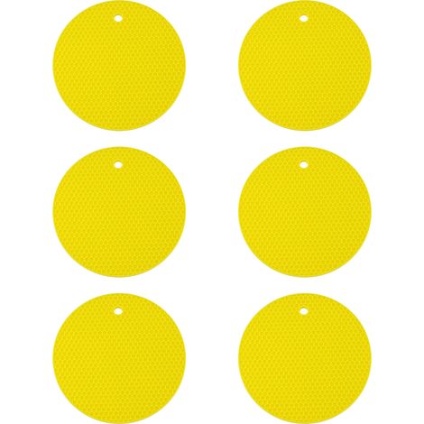 Dessous de verre en silicone pour boissons – antidérapants, antiadhésifs, restent en place, plateau profond – évitent d'endommager les meubles et les plateaux de table (Jaune) (1/5)