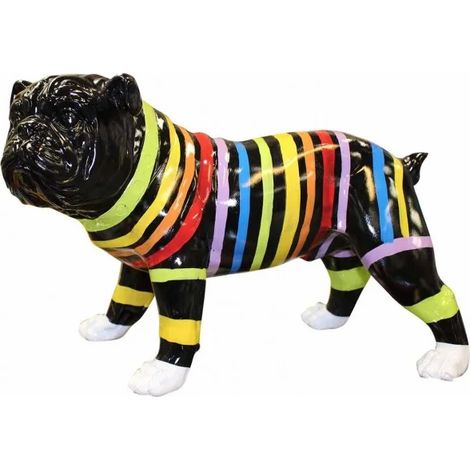 Sculpture chien multicolore en résine H. 26 cm – Peinture laquée à la main – Décoration originale pour intérieur – Design unique – Meubletmoi (1/3)
