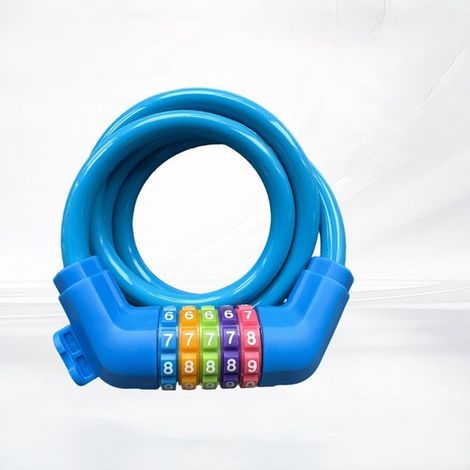 Candado para bicicleta con números para niños (10 mm x 1,2 m), candado de cable antirrobo con combinación de código, accesorios para bicicleta (1/5)